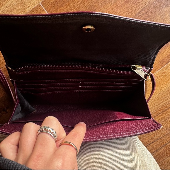 The Sak Burgundy Leather Crossbody Wallet | Pebbled Leather | Small Clutch Bag - Picture 6 of 9